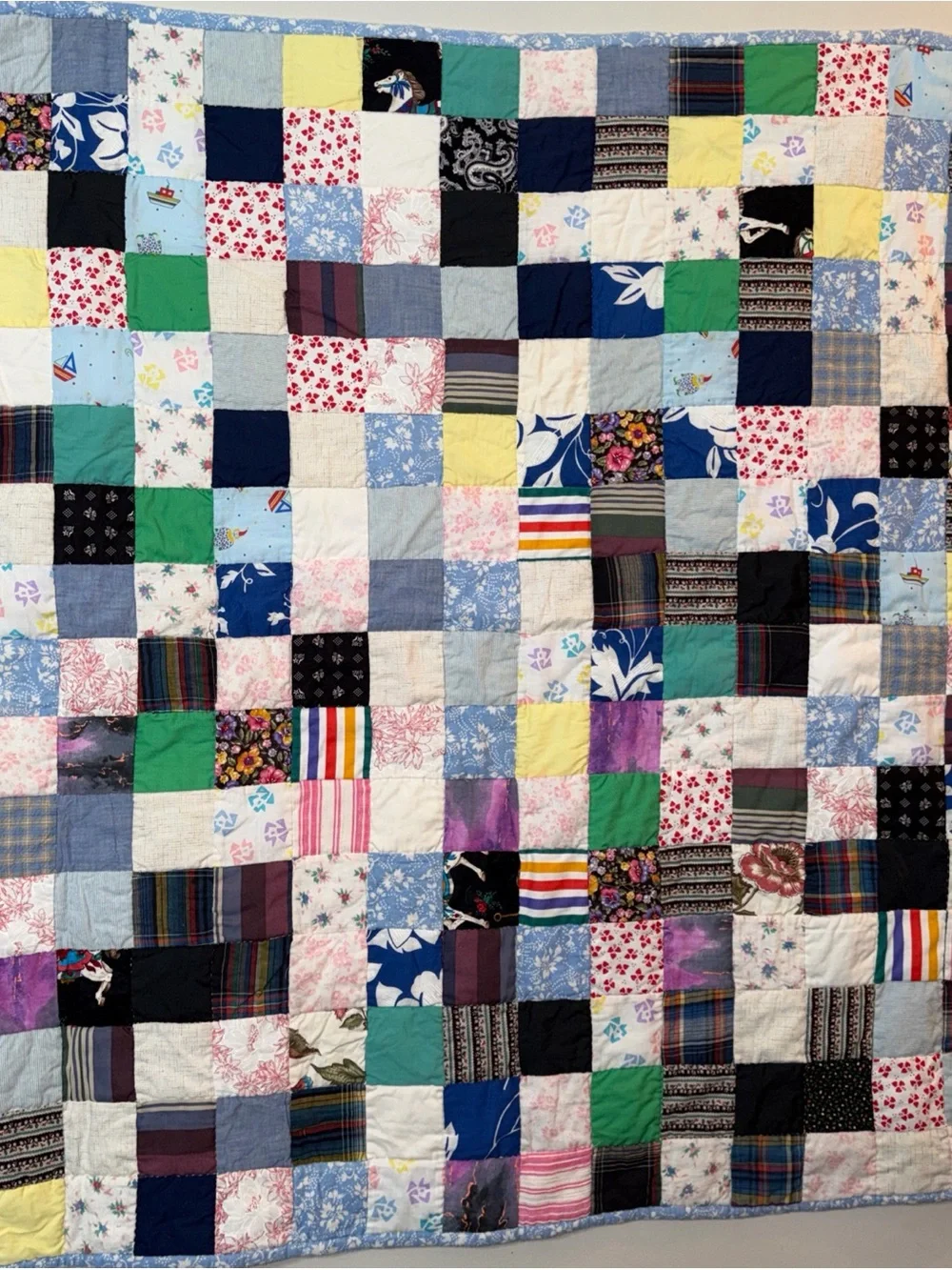 Patchwork Quilted Throw - Multicolor Square Design 40x46